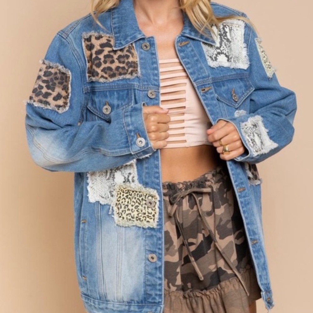 POL denim patchwork jacket